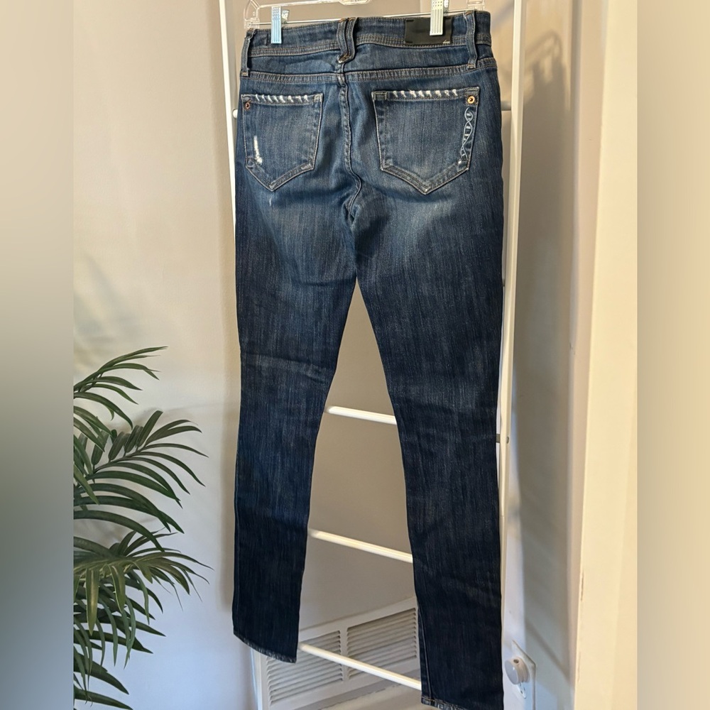 Genetic Denim Dark Blue Distressed Skinny Jeans - Picture 5 of 8